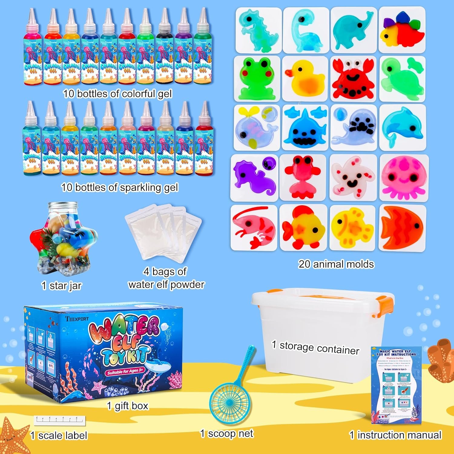 20 Amazing Gel Toys With 5 Molds - DIY Craft Kit For Soft Rubber Pets - Birthday Party Gift For Children. - Image 4