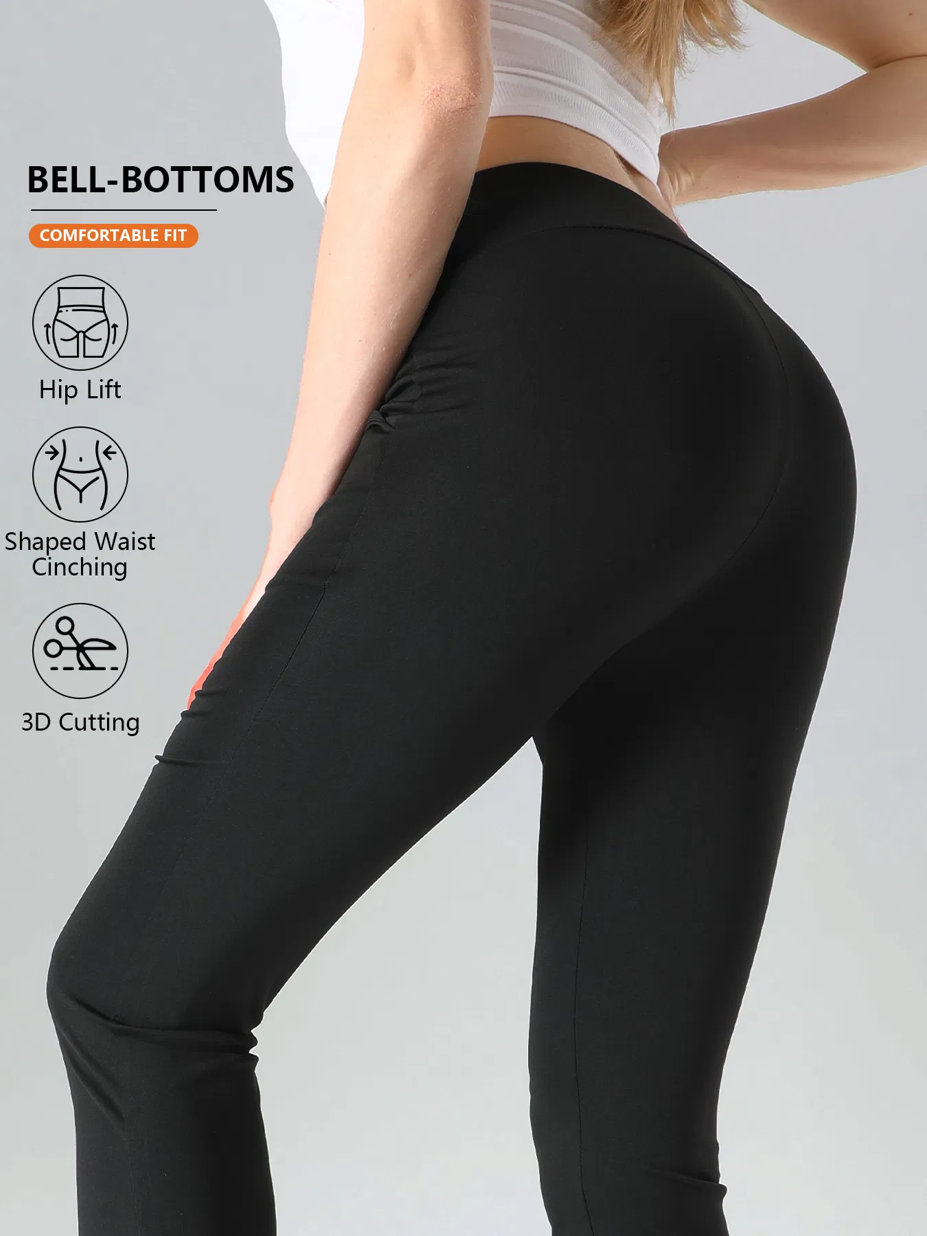 4pcs High-Waisted Flare Sharkskin Leggings Slim Fit, Lightweight & Sculpting Yoga Pants - Image 5