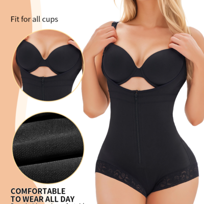 Women's Fajas Colombianas Shapewear For Women Postpartum Tummy Control Bodysuit Full Body Shaper For Women Body Butt Lifter Panties Zipper Straps Thong Bodysuit