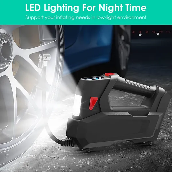 Portable Tire Inflator 120 PSI Maximum 90W Powered Tire With Digital Display LED Light