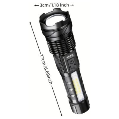 LED Super Powerful Rechargeable Torch Flood Light,Focus Adjustable Water Resistant Handheld Light For Outdoor Camping, Fishing, Hunting, Climbing, Adventure Emergency