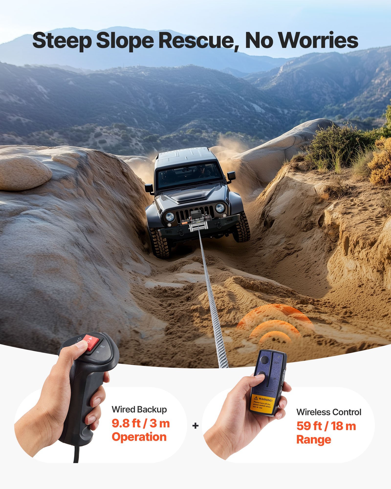 Electric Winch, 12000 Lbs Load Capacity, 12V DC Truck Winch With Φ7/20 In X 85 Ft Steel Rope, Wireless & Wired Remote Control, Suitable For Towing SUV Jeep Trailer Boat Off-Road Vehicle - Image 4