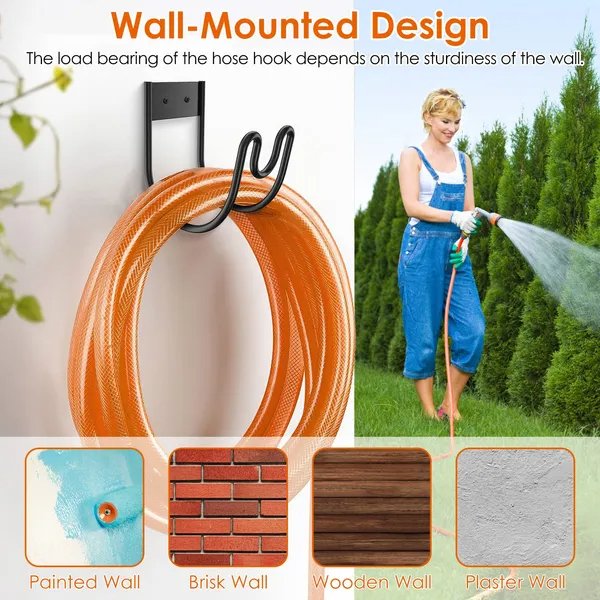 2Pack Heavy Duty Garden Hose Holder Stainless Steel Hose Hook Metal Hose Rack Reel Organizer For Water Hose Extension Cords - Image 2