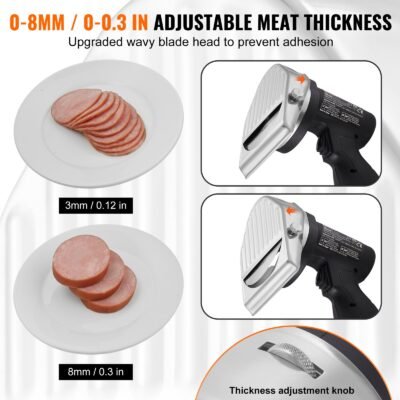 Electric Shawarma Knife, 80W Cordless Battery Professional Turkish Knife, Commercial Stainless Steel Gyro Cutter, Doner Kebab Meat Slicer With 2 Blades, Φ4'/100mm, 0-8mm Adjustable Thickness