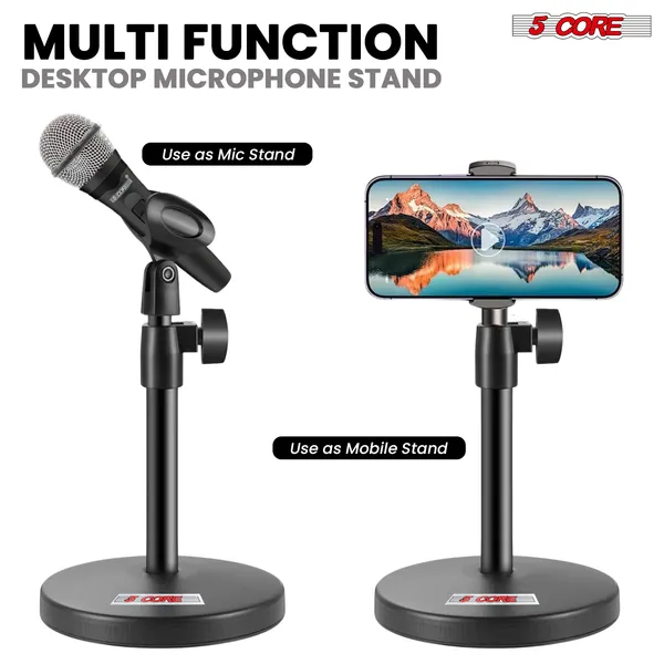 5 Core Mic Stand 3 In 1 Desktop Microphone Stands Adjustable Table Microfono Holder W Phone Clamp - MS RBS BOOM - Image 3