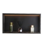 Shower Niche, 13 X 25 X 4 Inch Recessed Wall Niche With LED Strip,Heavy-duty Stainless Steel Modern Shampoo Storage Organizer,Sealed Waterproof, Durable & Easy To Install,Black For Bathroom