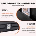 36 Graded Sports Card Display Case, 30.5x24.3x2.1 In, Baseball Card Display Frame With 98% UV Protection Clear View PC Glass, Lockable Wall Cabinet For Football Basketball Hockey Trading Card