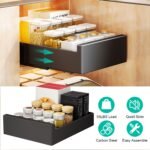 1Pc Pull Out Cabinet Organizer Carbon Steel Slide Out Drawer Storage Smooth Quiet Slide Rails For Kitchen Bathroom Living Room Black 11.81x16.92x2.75inch