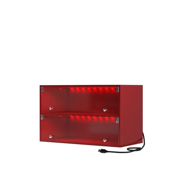 Red Glass Door Shoe Box Shoe Storage Cabinet For Sneakers With RGB Led Light - Single