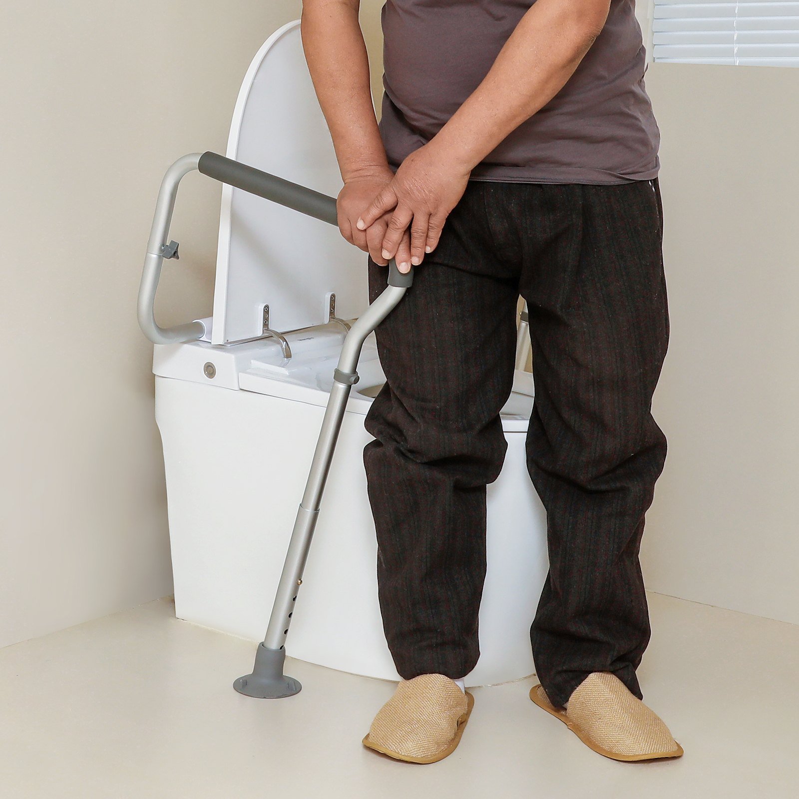 Toilet Safety Rail, Bathroom Toilet Seat Frame, Adjustable Width & Height Fit Most Toilets, Supports 300lbs, Toilet Handles Grab Bars With Padded Armrests For Handicap, Disabled, Seniors - Image 2
