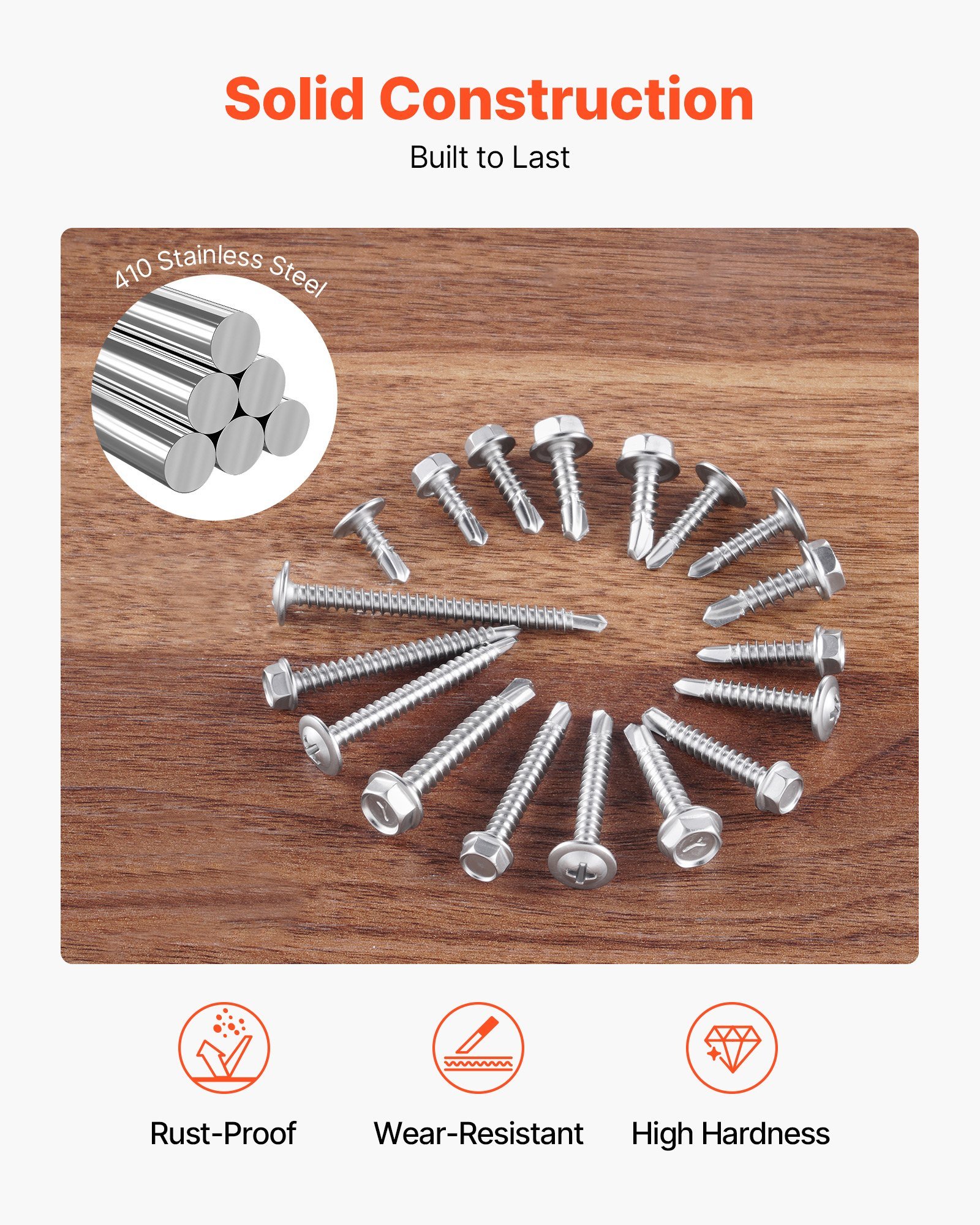 420 Pc Self Drilling Screw Assortment Set #8 #10 Hex/Phillips Head 1/2 To 2 Inch - Image 2