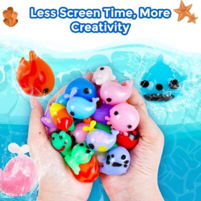 20 Amazing Gel Toys With 5 Molds - DIY Craft Kit For Soft Rubber Pets  - Birthday Party Gift For Children.