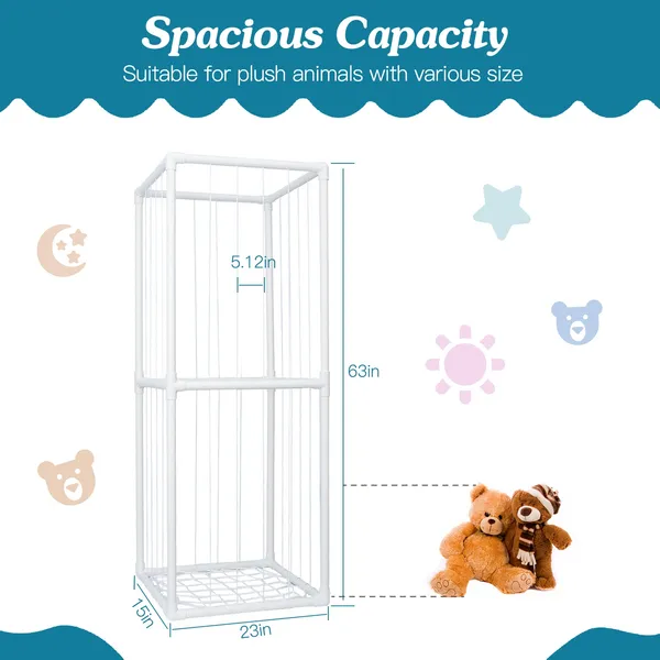 Stuffed Animal Storage PVC Plush Organizer Shelf Plush Stuffed Animal Holder Standing Kids Toy Storage Cage - Image 2