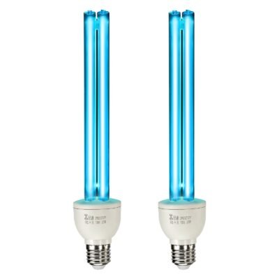 UV Light Bulb, 2 Pack, 25W Replacement Ultraviolet UVC Lamp With Ozone, 253.7 Nm + 185 Nm Wavelength UVO Light Bulb, E27 Universal, For 400 Sqft Living Room, Classroom, Office, Restaurant