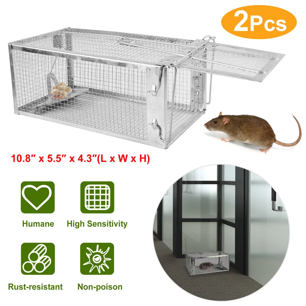 2 Pcs Humane Mouse Trap, High Sensitivity Gravity Pedal Auto-Lock Rodent Trap - Sturdy Galvanized Steel, Escape-Proof Small Mesh Design, Safe For Kids & Pets, Easy To Use Indoors&Outdoors For Mice, - Image 6