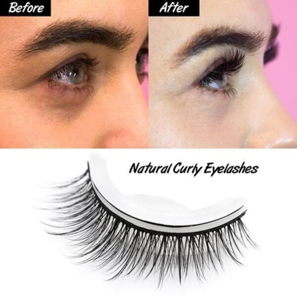 1 Pair Self Adhesive Eyelashes Reusable 3D False Lashes Easy To Wear And Remove Curly Stick On Eye Lashes