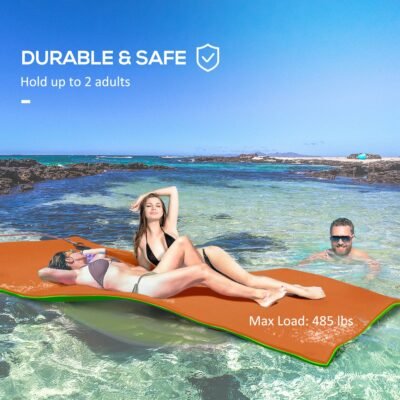 9' X 6' Lily Pad Water Mat For 2 Adults, Floating Water Pad For Lake, Pool, Ocean, Beach, And Boating, Orange