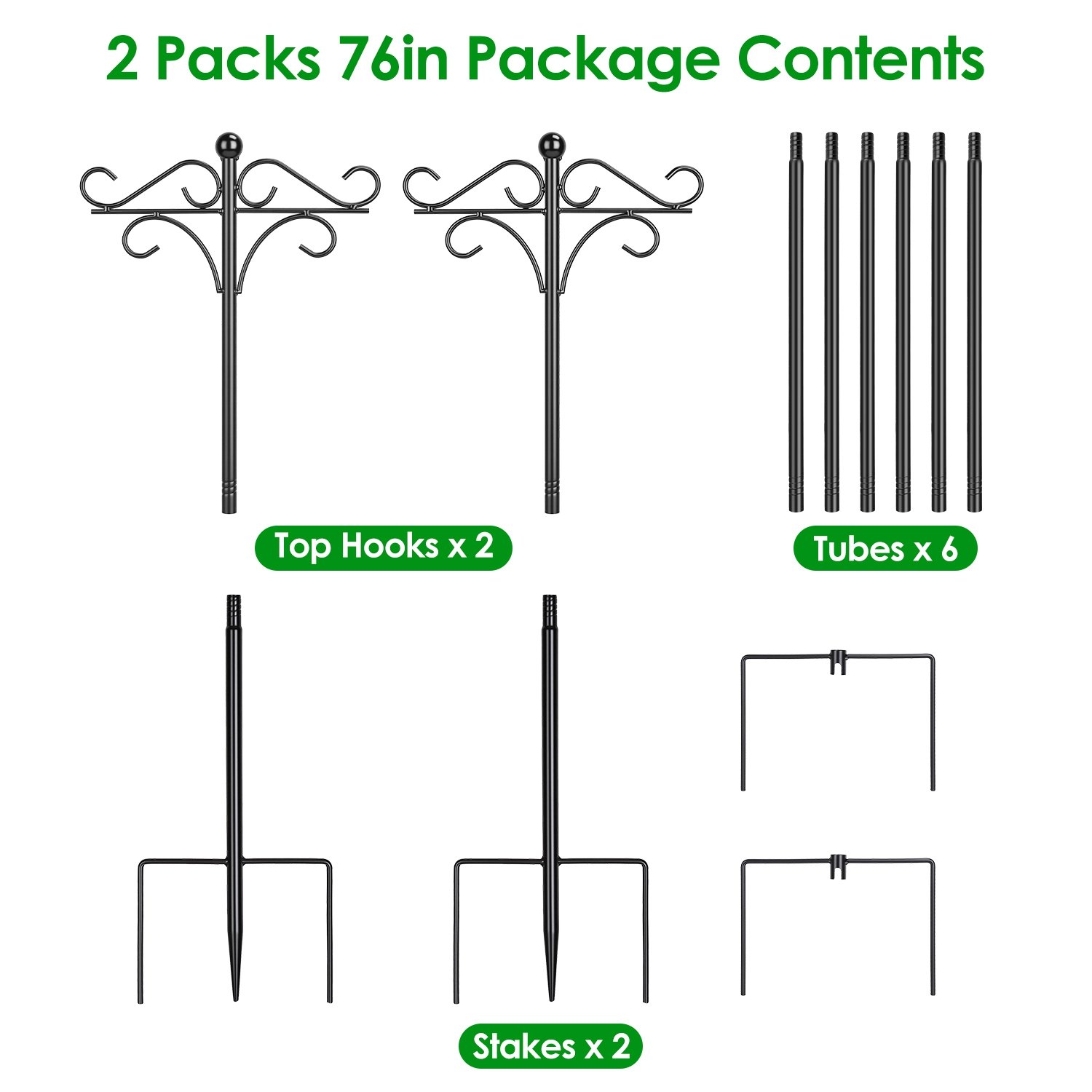 2 Packs Heavy Duty Double Shepherds Hook Bird Feeder Pole Garden Hanging Holder For Bird Feeder Garden Plant Lantern For Outdoor Garden Patio - Image 3