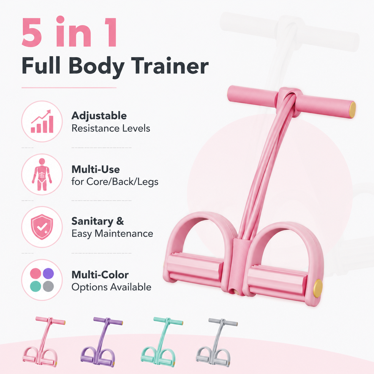 6-Tube Pedal Puller Resistance Rope, Foot Pedal Resistance Band, Yoga Elastic Exercise Bands, Stretching Slimming Training, Strength Exercise, Resistance Workout, Elast Compreh - Image 4
