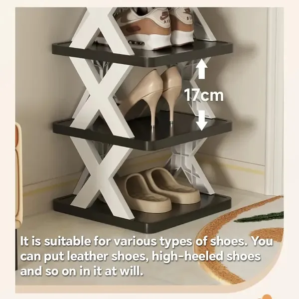 9/2-level Shoe Rack, Can Hold 9 Pairs Of Shoes, A Space-saving Vertical Shoe Rack, A High And Narrow Shoe Rack For The Entrance Passage, Closet, Corridor, Bathroom, Dormitory, Plastic Stackable Shoe R - Image 5