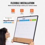 36'x 24' Monthly Calendar Whiteboard & Cork Board Combo With Aluminum Frame Bulletin Board
