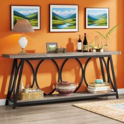 Console Table, Industrial Sofa Table Behind Couch