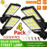 Solar Powered Motion Sensor Outdoor Garden Light With 108 COB LED Lights