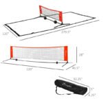 10ft Portable Soccer Tennis Pickleball Badminton Mini Tennis Net W Sideline For Training With Included Storage Bag, Red