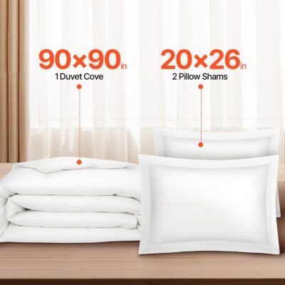 Queen Duvet Cover Set, 100% Cotton, 3 Pieces Bedding Set Queen Size With 1 Duvet Cover 90 X 90 In And 2 Pillow Shams 20 X 26 In, Soft Breathable, Double Zipper Closure, For Home Bedding, White