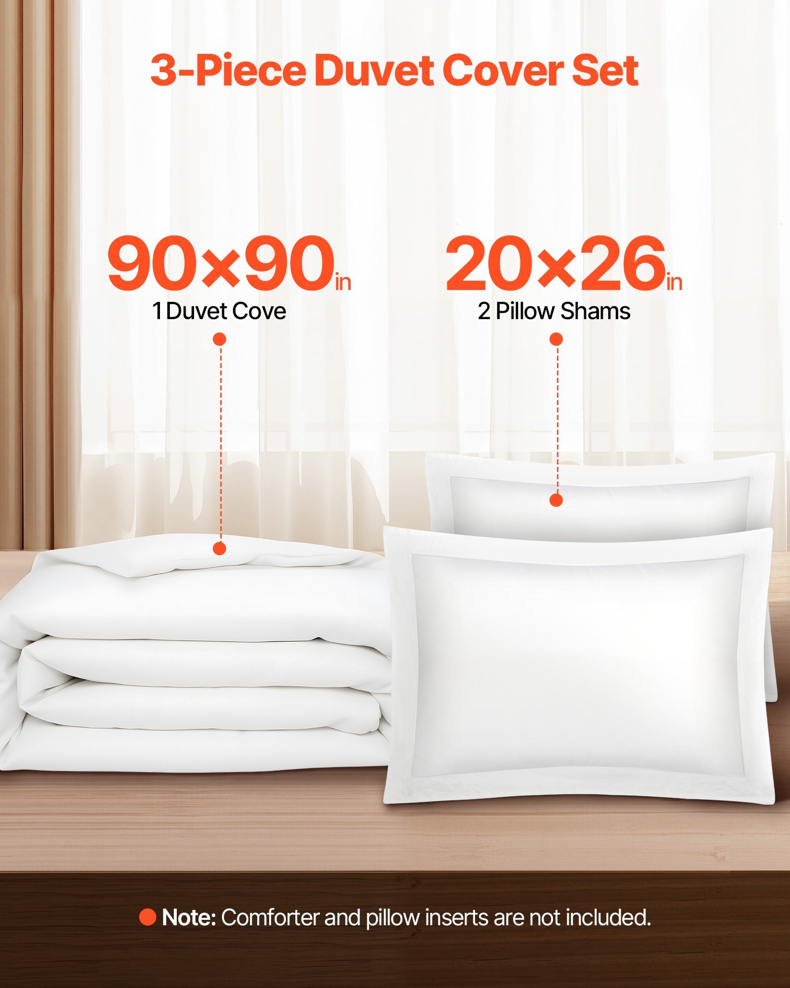 Queen Duvet Cover Set, 100% Cotton, 3 Pieces Bedding Set Queen Size With 1 Duvet Cover 90 X 90 In And 2 Pillow Shams 20 X 26 In, Soft Breathable, Double Zipper Closure, For Home Bedding, White