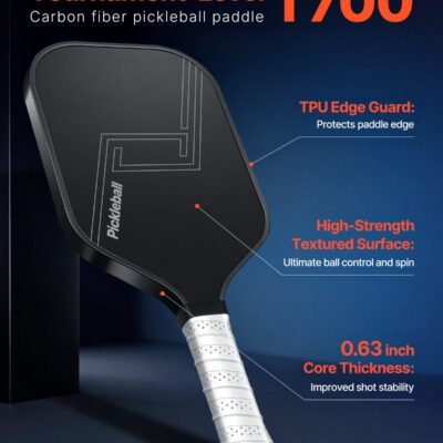 Pro Carbon Fiber Pickleball Paddle Honeycomb Core Racket For Adults Black