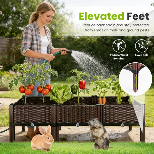 Outdoor Raised Garden Bed With Legs Elevated Planter Box With Self-watering System For Garden Patio Balcony Vegetables Flowers Herbs PP Plastic Box Easy Assembly-S, M, L Available - Image 3