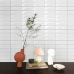 10pcs 10"x10" Pure White 3D Self-adhesive Splash Wall Tiles, Glossy Self-adhesive PVC Wall Stickers, Waterproof Floor Tiles For Kitchen And Bathroom, Glossy, Easy Installation, Cuttable, Peel And S
