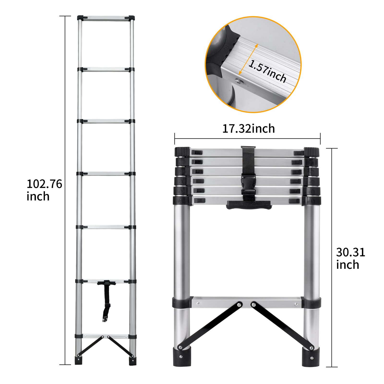 8.56 Feet Compact Telescoping Ladder - Image 2