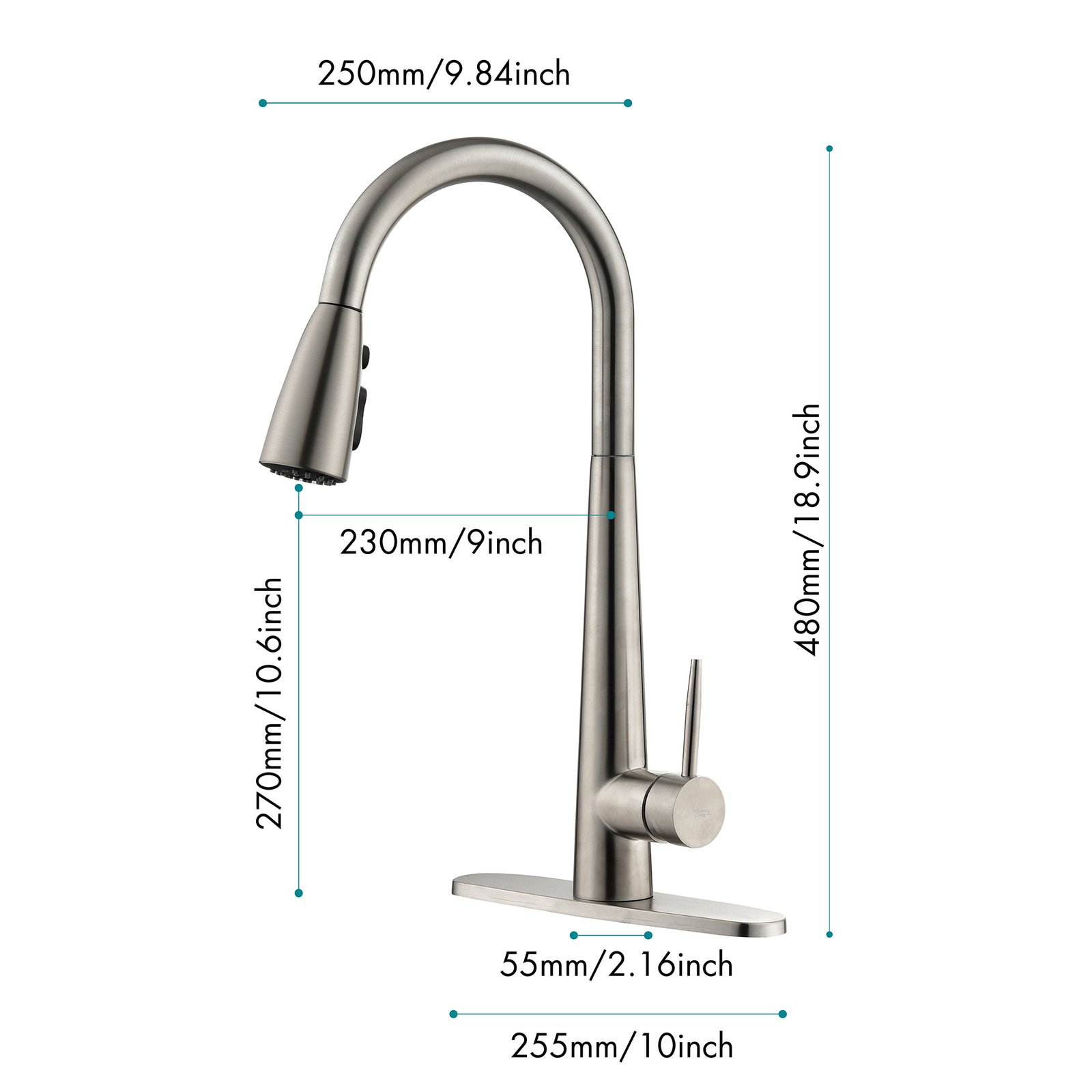 High Curvature Single Handle Kitchen Sink Faucet With Deck, Commercial Modern Stainless Steel Kitchen Faucet - Image 2