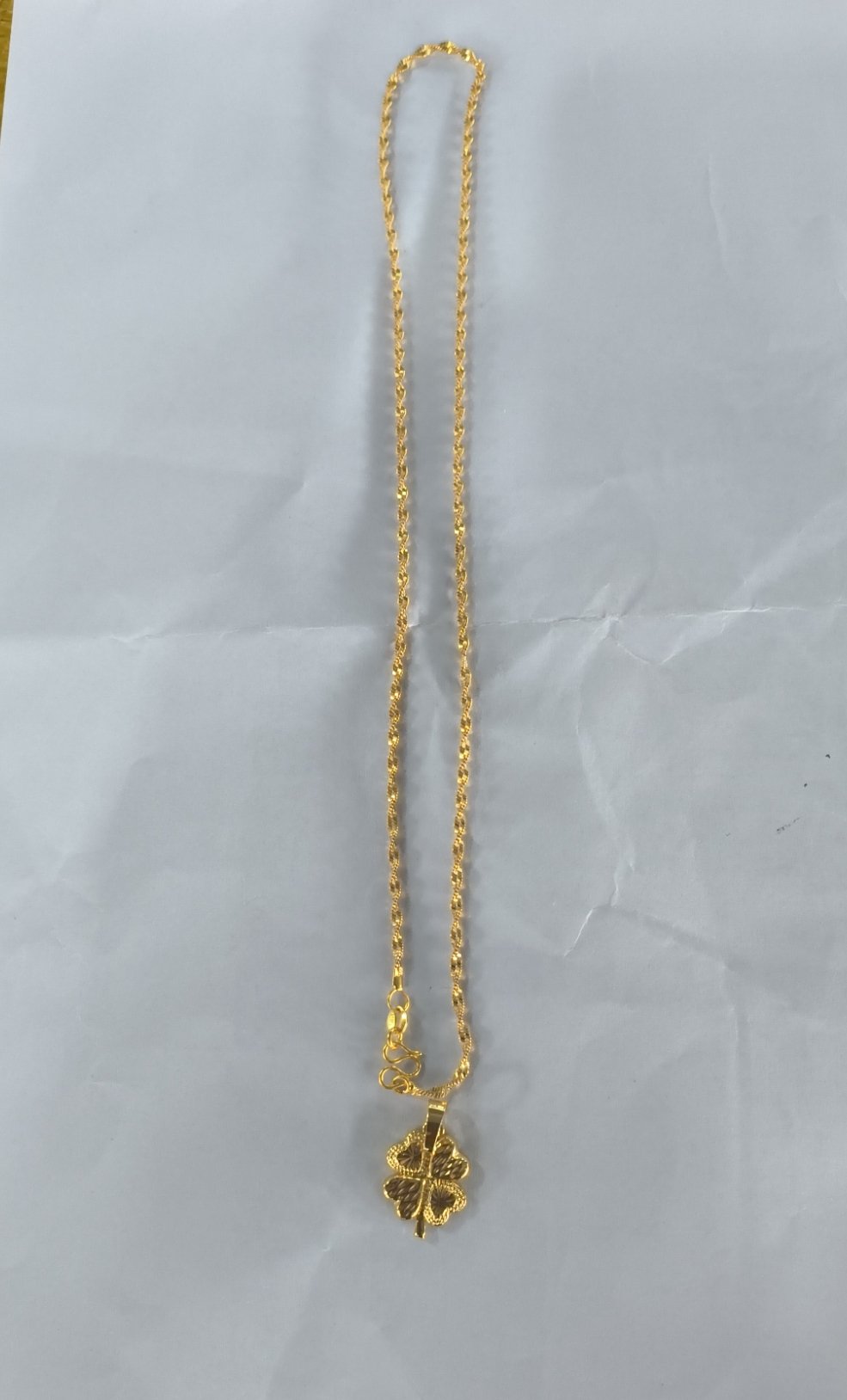 Gold-plated Brass Pendant Necklace For Women, Water Wave Textured Collarbone Chain - Image 6