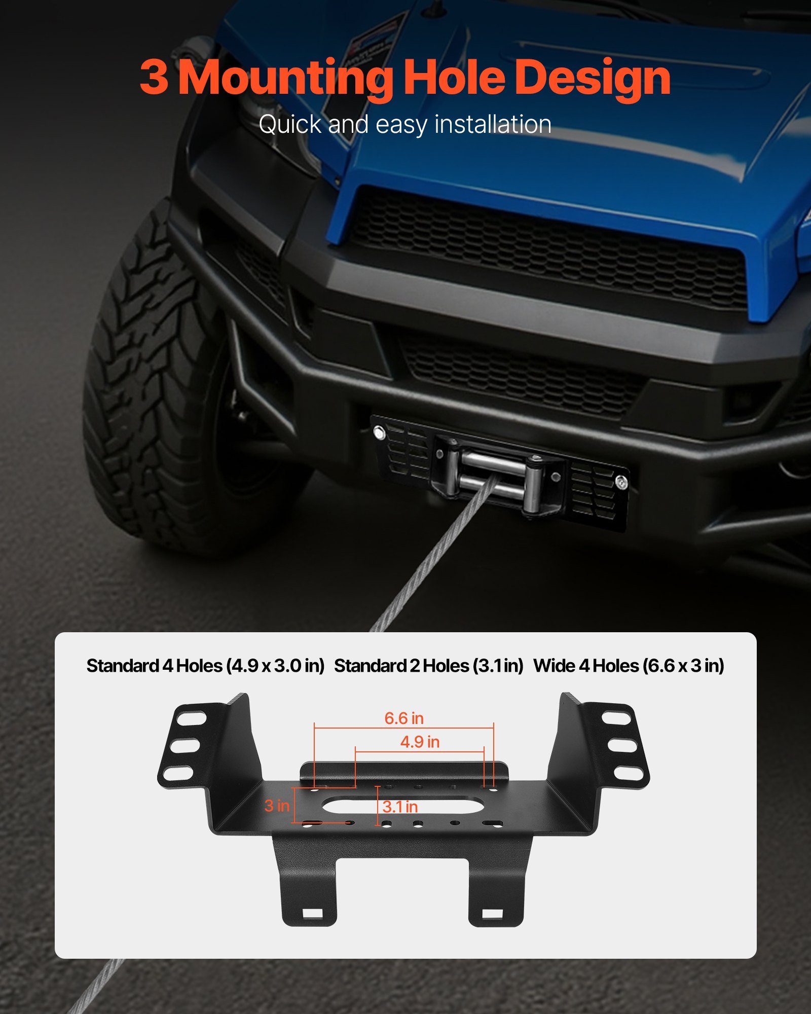 Trailer Hitch Winch Mount For Select Polaris Ranger Models (2010-2021) - Image 4