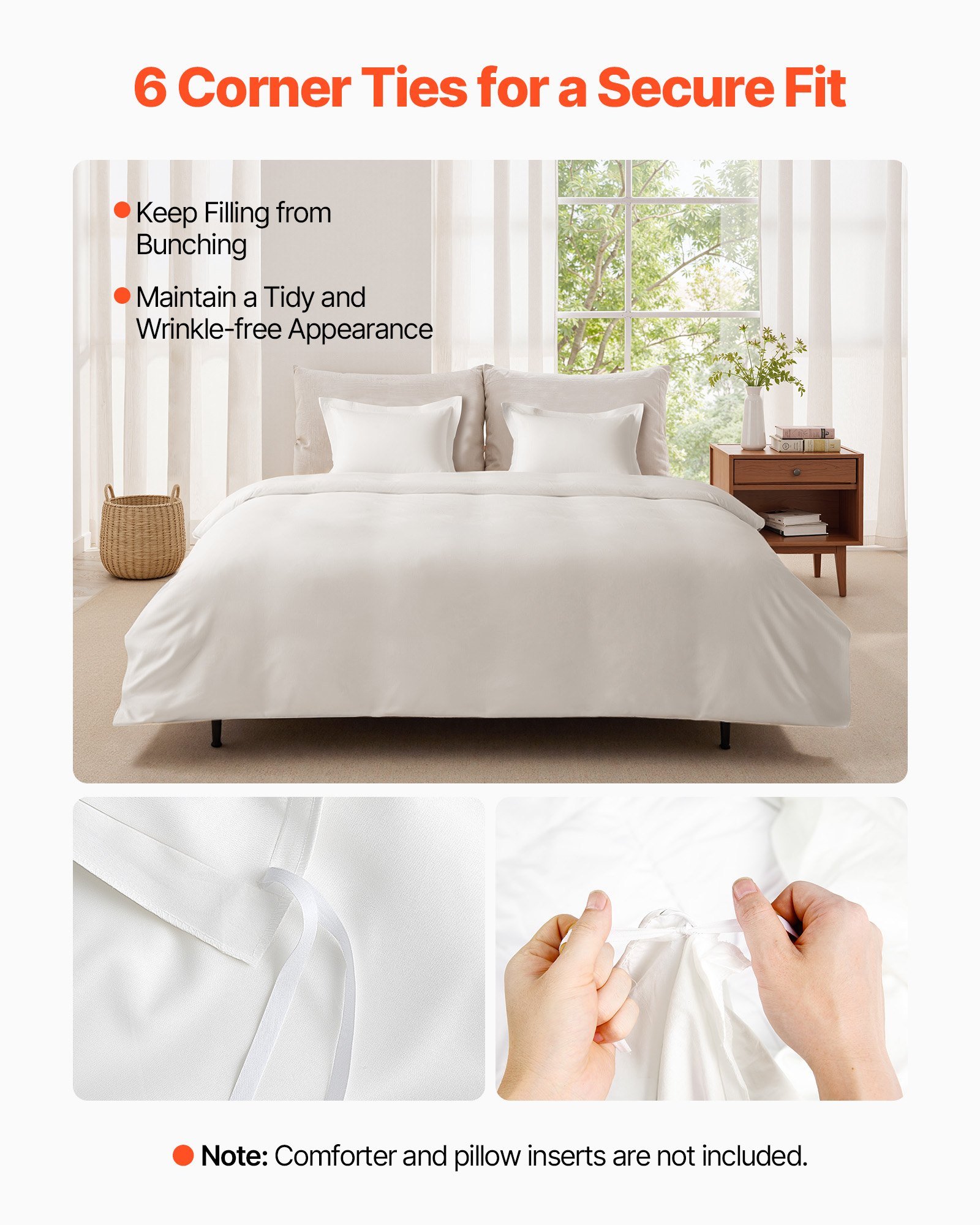 Queen Duvet Cover Set, 100% Cotton, 3 Pieces Bedding Set Queen Size With 1 Duvet Cover 90 X 90 In And 2 Pillow Shams 20 X 26 In, Soft Breathable, Double Zipper Closure, For Home Bedding, White - Image 3