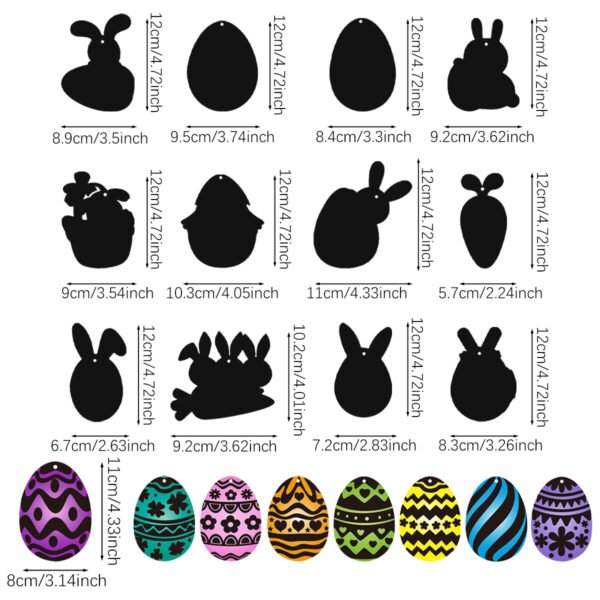 80 Pcs Easter Egg Scratch Art Set Paper Easter Ornaments