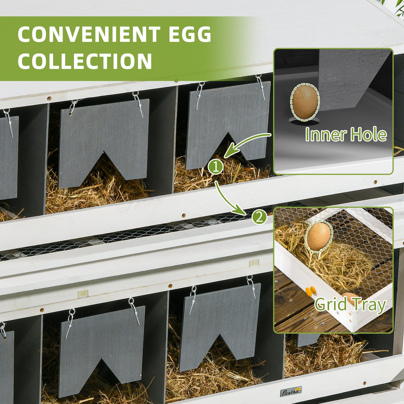 Chicken Nesting Box, 8 Compartment Wood Laying Boxes For Chicken Coop - Image 5
