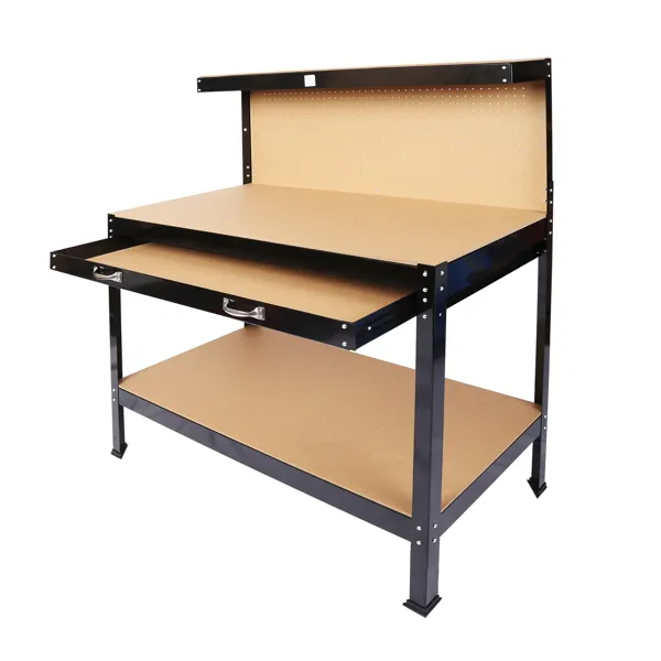 Steel Workbench Tool Storage Work Bench Workshop Tools Table W/Drawer And Peg Board 63" - Image 3