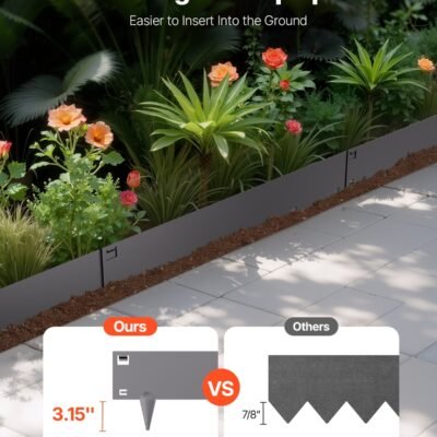 Steel Landscape Edging 5 Packs 39x5in Rust-Resistant Edging Border Dark Gray