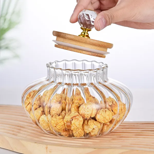 1 PCS High Borosilicate Stripe Sealed Jar, Kitchen Storage Jar, Coffee Can, Coffee Storage Container - Image 4