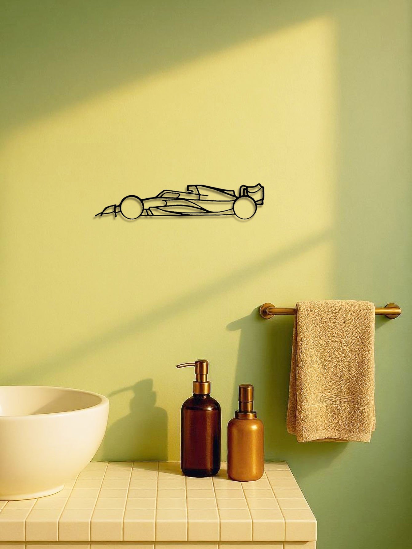 Stylish Edge Metal Line Racing Car Wall Adornment-Suspended Iron Wall Sculptures - Image 2
