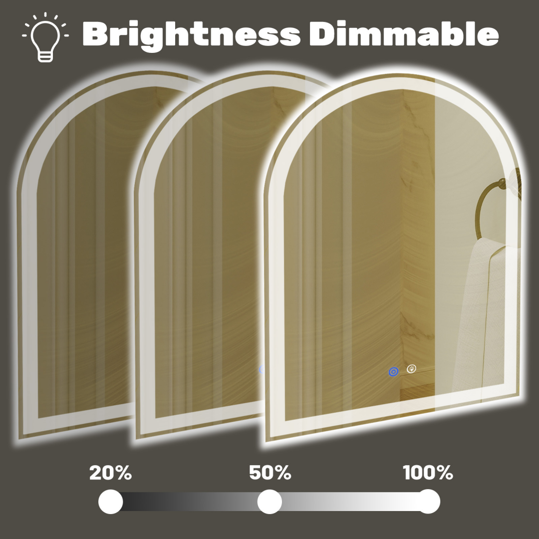 Smart Anti-fog LED Bathroom Mirror Arch Shape Dual Light 3 Color Temperatures Memory Dimming - Image 2