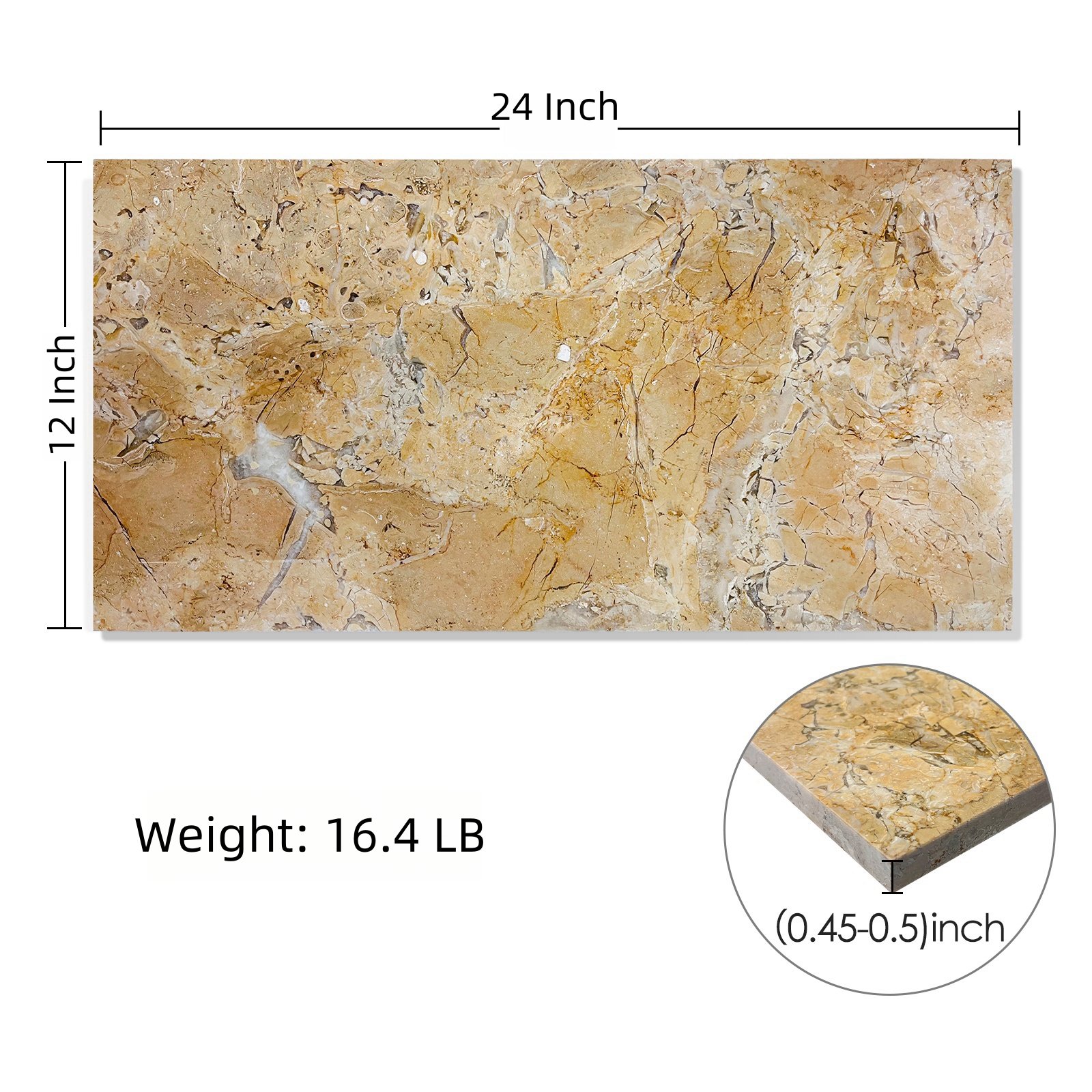 12X24 Inch Gold Yellow Beige Natural Marble, For Floor And Wall, Polished Marble Tile, Natural Stone - Image 3