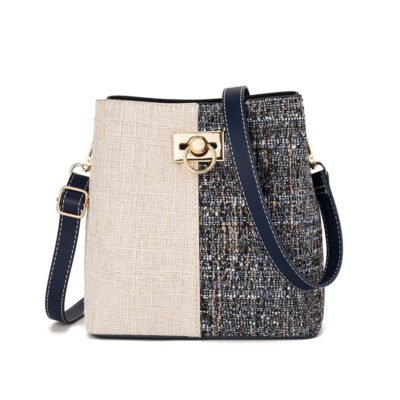 New Fashion Texture Bucket Bag - Foreign Gas Large Capacity Single Shoulder Diagonally Slant Color Bucket Bag