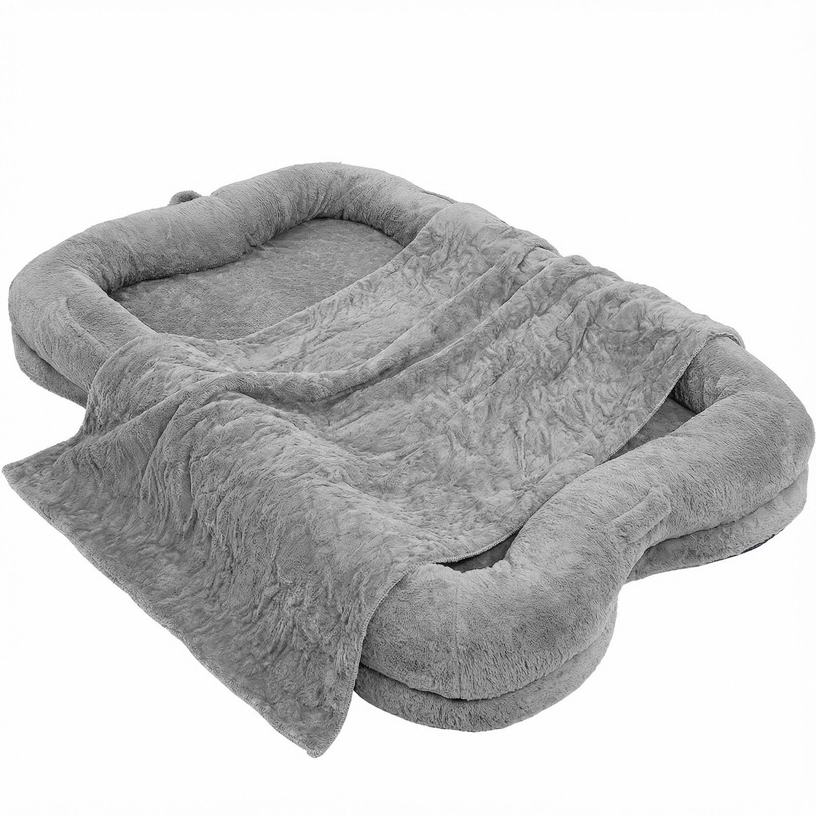 Human Dog Bed Washable Large Size Non Slip Bottom Comfortable Plush Giant Size Dog Bed With Blanket And Pocket For Home - Image 3