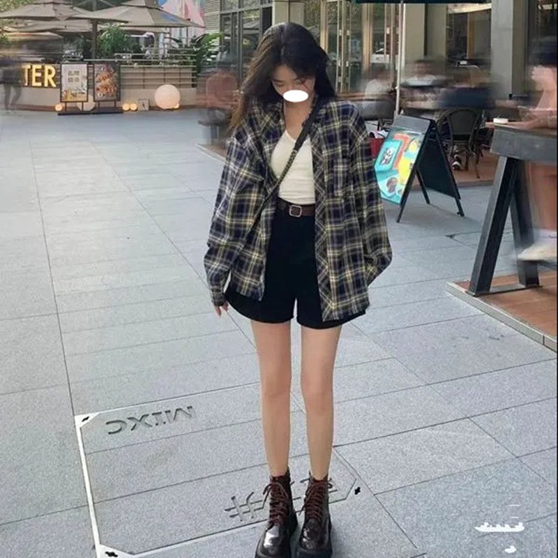 Women's Retro Plaid Sweet Thin Sun Protection Cardigan Coat Shirt - Image 6
