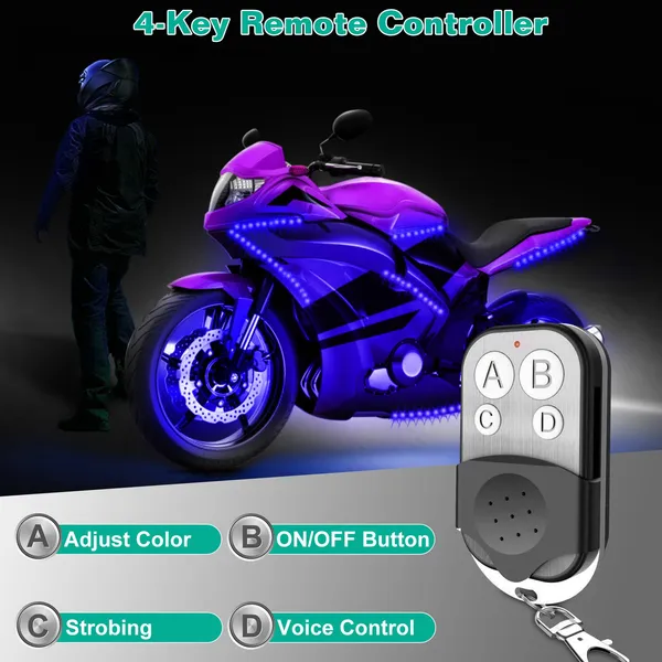 6Pcs Motorcycle LED Light Strips Multi-Color Neon Light Kits Waterproof DC 12V RGB Atmosphere Lights - Image 4